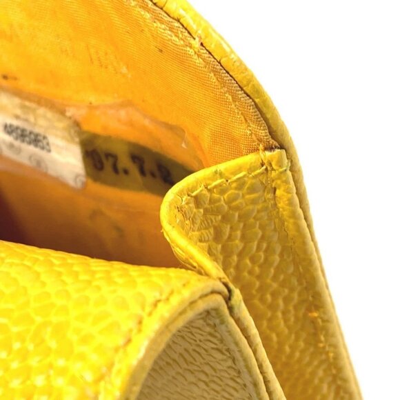 CHANEL Pouch CC Accessory case pen case glasses case Caviar Leather yellow - Picture 8 of 13